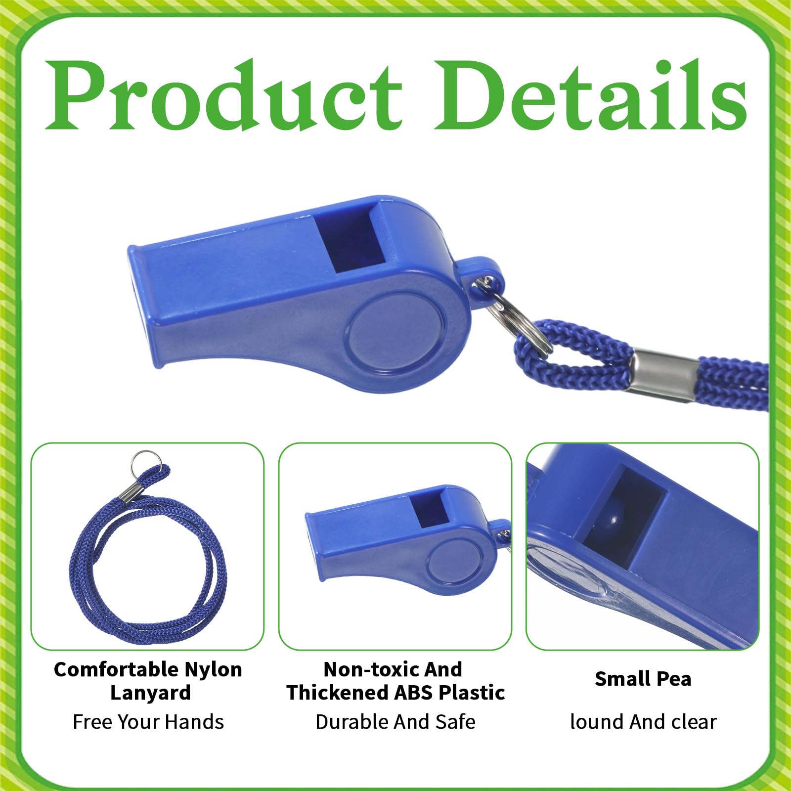 2 paquetes de silbato azul, silbato para entrenadores con cordón, silbatos de plástico para profesores, silbato de sonido fuerte y nítido, silbato de emergencia para adultos, oficiales de
