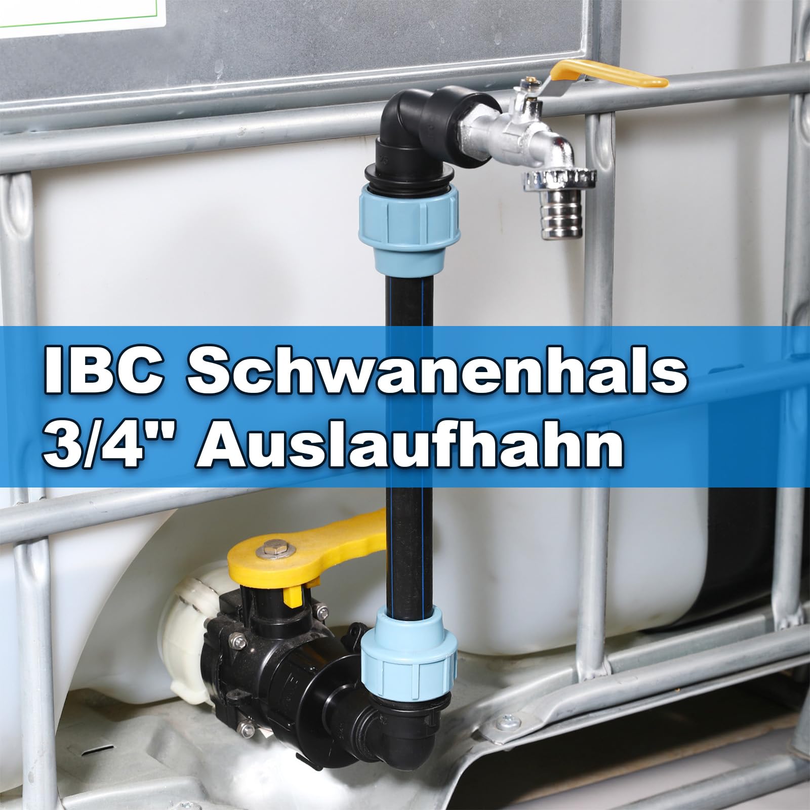IBC kran spustowy łabędzia szyja 3/4", S60x6 zawór wodny zawór odcinający do wygodnego napełniania konewki, adapter IBC, akcesoria zbiornika IBC 3/4 cala do zbiornika na wodę deszczową, beczki na wodę