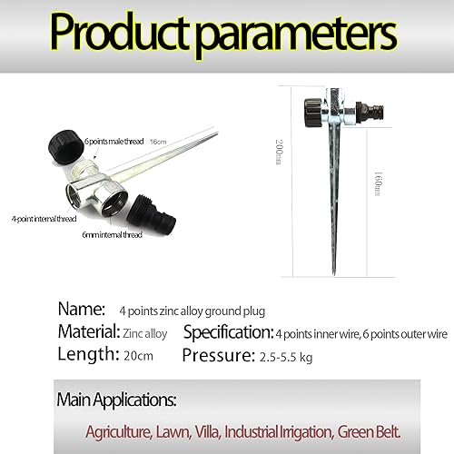 Miniatura 3 de Paquete de 2 rociadores de metal para patios, césped, con boquillas de punto fijo, rociadores de jardín para áreas pequeñas, aspersor para patio