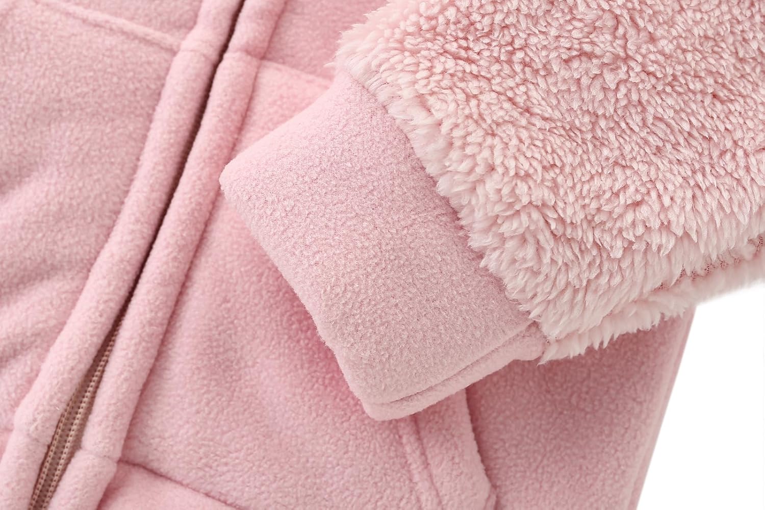 幼児用冬用コート - 暖かいクマの耳付き厚手フリースジャケット 取り外し可能なパーカー