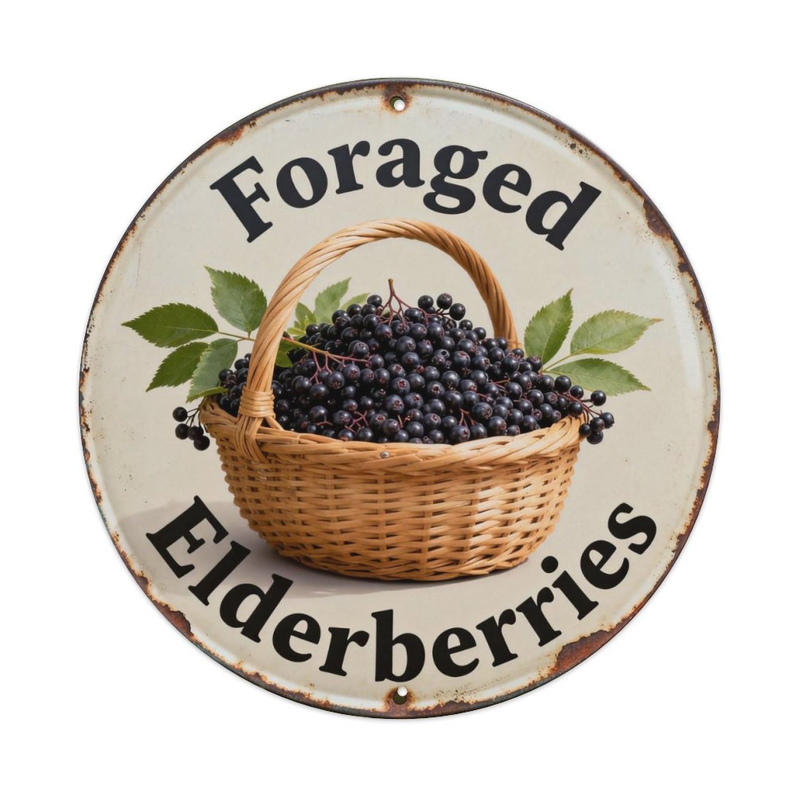 Foraged Elderberries Metal Tin Sign Plaque
