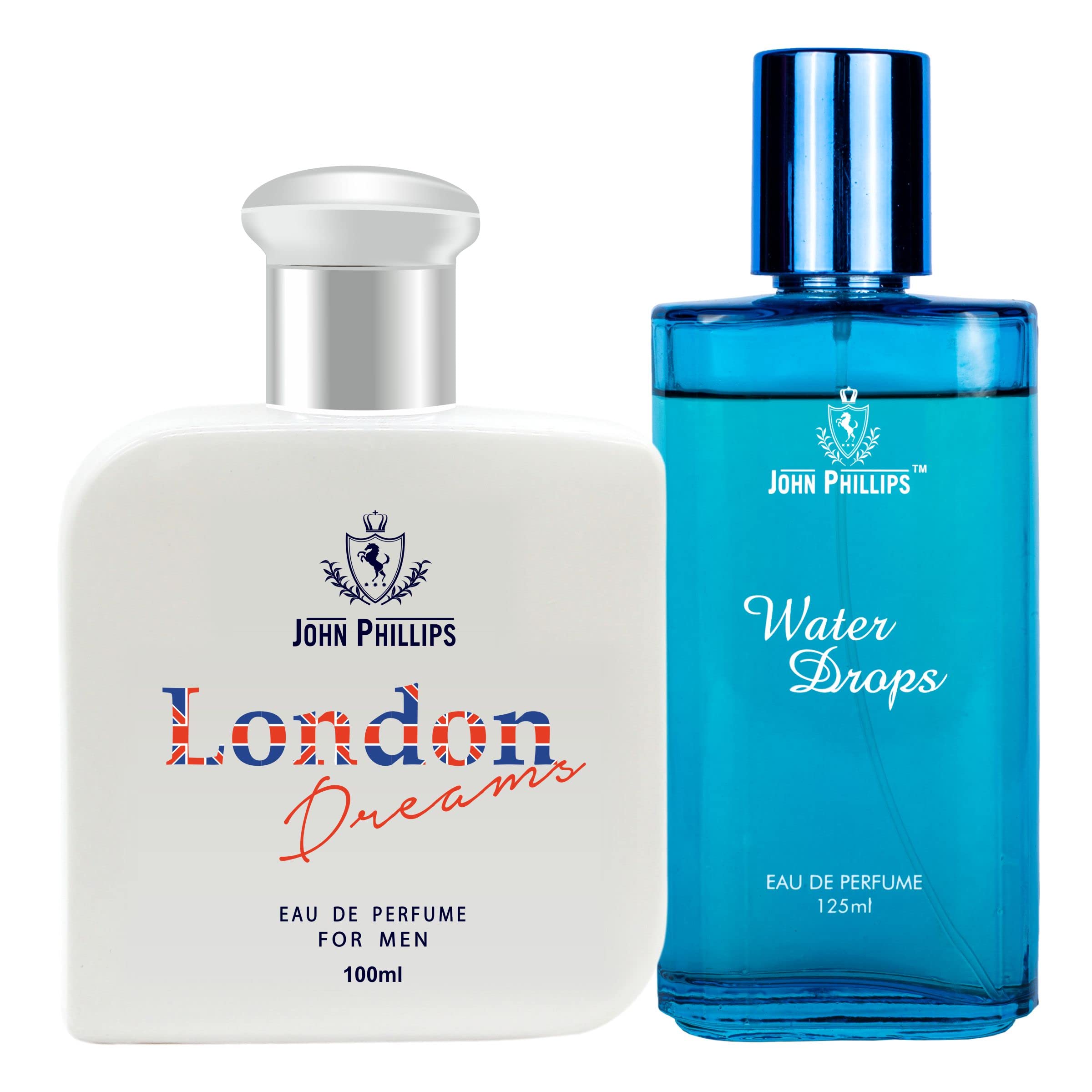 John Phillips Men & Women LONDON DREAMS & WATER DROPS | Long Lasting | Combo Eau de Parfume (100 + 125 ml)