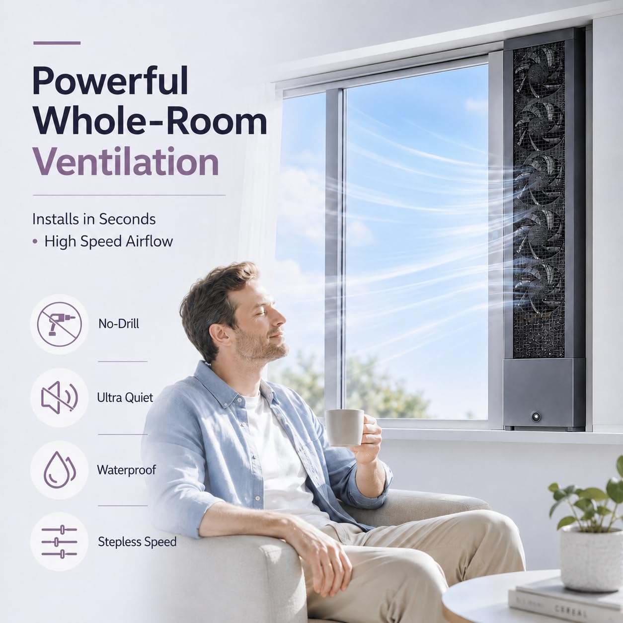 Ventiladores de Ventana para corredizas, Extractor de Ventana retráctil | Ventilador ultrasilencioso con malla extraíble para ventanas correderas, cocina y baño