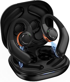 Koobesthy Open Ear Headphones 100H Playtime Wireless Earbuds with Ear Hooks Bluetooth 5.2 IPX5 Waterproof Sweatproof Bluetooth Earbuds Dual 16.2mm Dynamic Drivers Touch Control Sport Earbuds