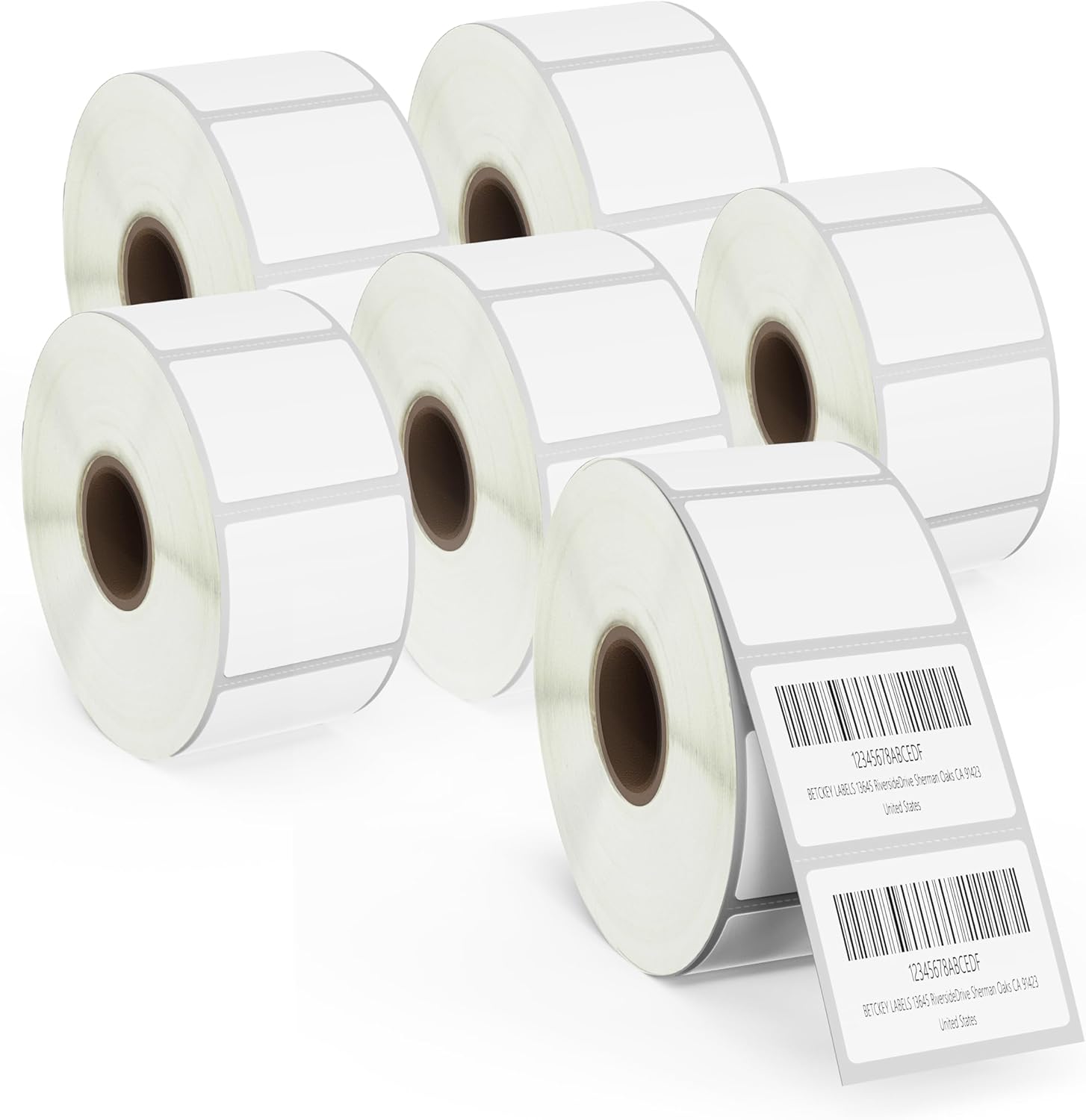 BETCKEY - 1.25" x 1" (32 mm x 25 mm) Address Removable Film Label - Durable Waterproof - Compatible with Zebra & More Label Printer [6 Rolls, 8280 Labels]
