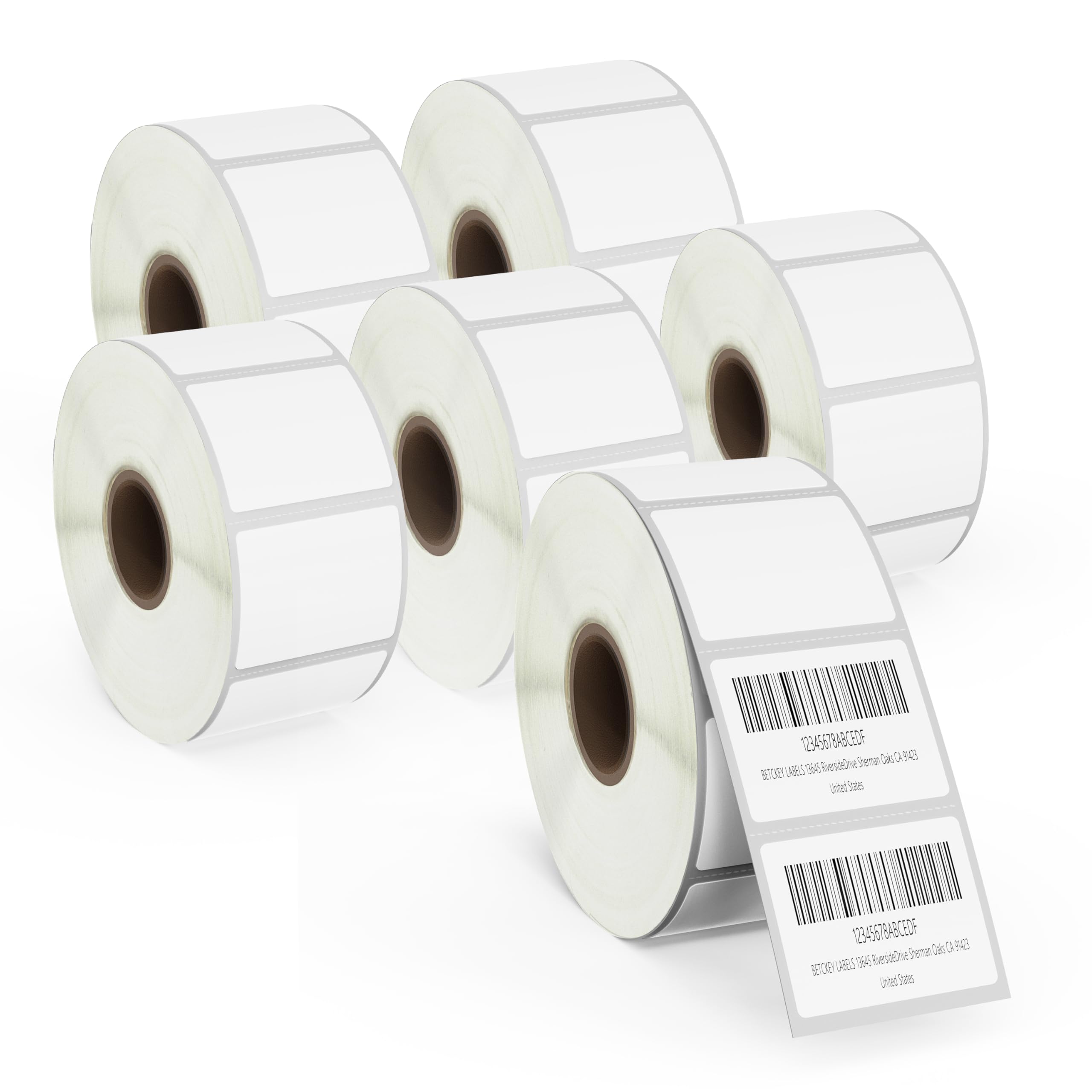 BETCKEY - 6 Rolls Film Removable Labels, 32mm x 25mm, 8280 Easy Peel Off No Residue Stickers Using for Thermal Printers