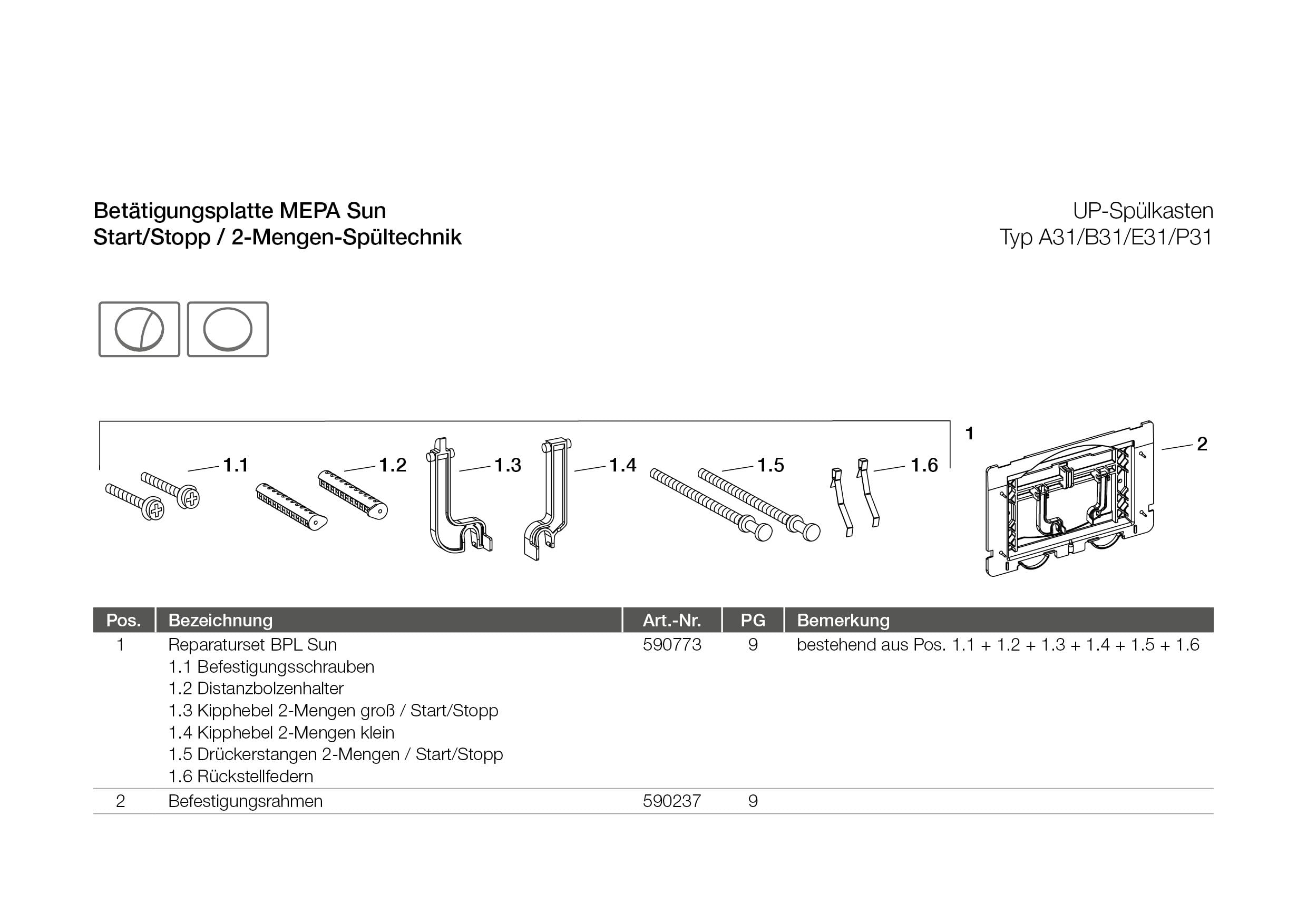 Mepa - Sol für A31 / B31 Starter Platine/Stopp, weiß 421661