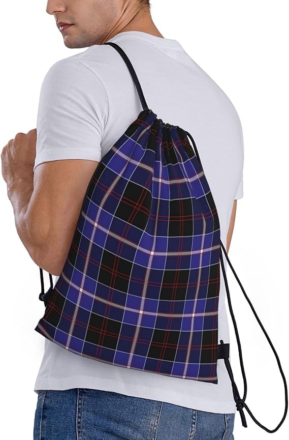 Drawstring Backpack String Bag Selkirk Tartan Sackpack for Sports Gym Smal