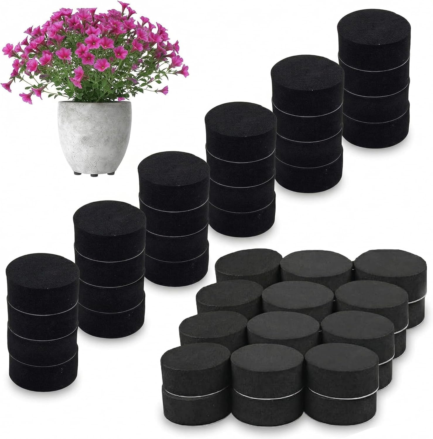 Plant Pot Feet 60 Pcs Black Self Adhesive Pot Riser Supports, Outdoor Flower Pot Stand Accessories for Planter, Efficient Water Drainage DIY Plant Stand Elevator Feet-image-37