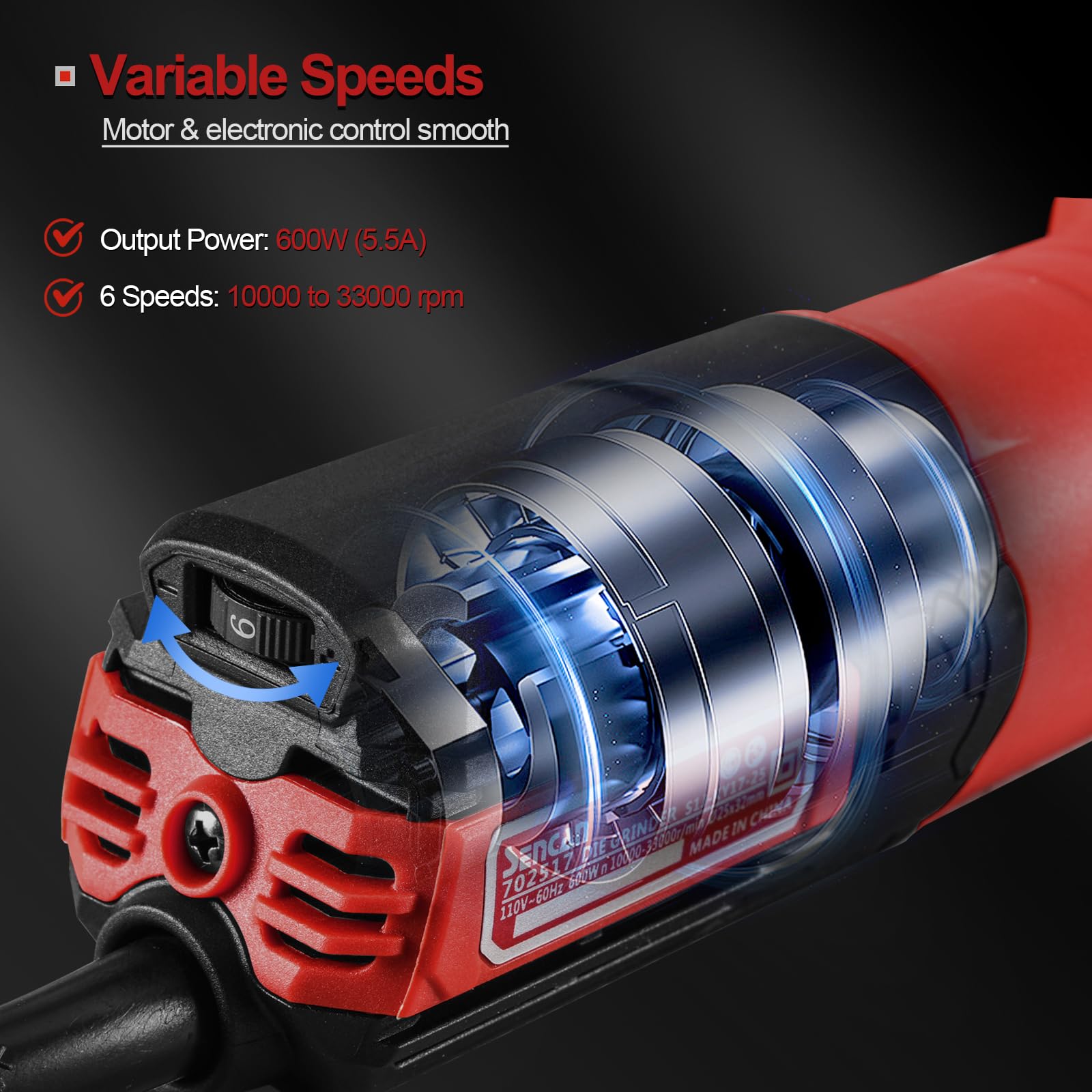 SENCAN Die Grinder - 6" Long, Variable Speed -3 SENCAN Die Grinder - 6" Long, Variable Speed -3