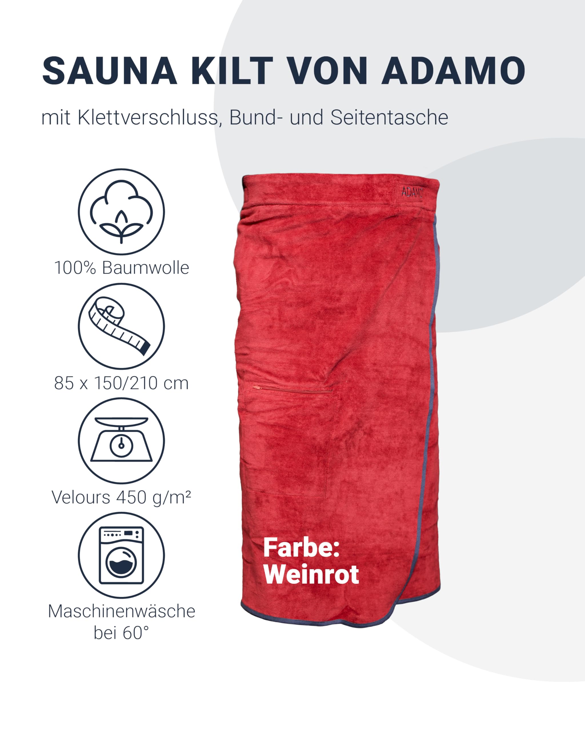 ADAMO XXL-Sauna Kilt für Damen in Übergrößen mit Klettverschluss