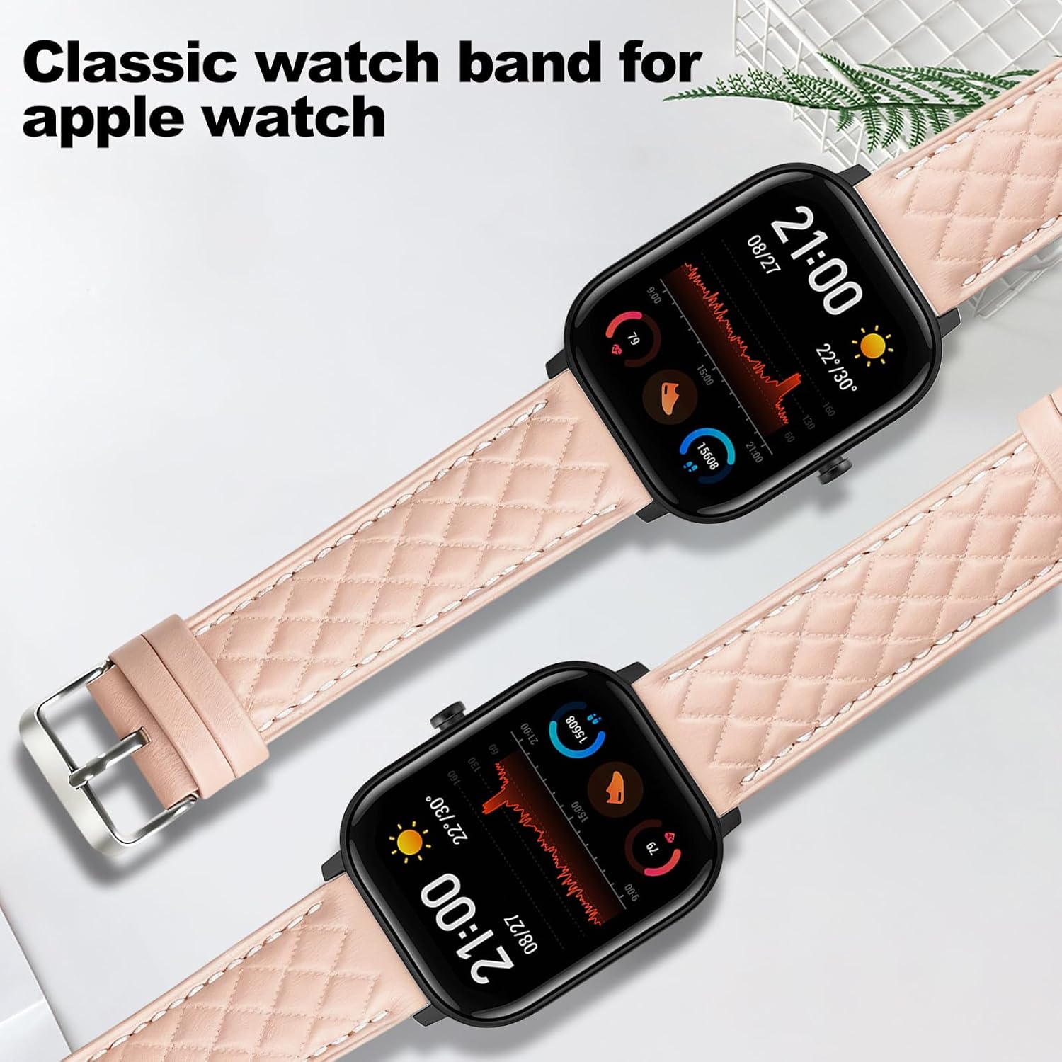 Leather Apple Watch Band Women, Slim Dressy Replacement Strap Compatible with Apple Watch Series 11-1 SE Ultra 3-1, 38mm 40mm 41mm 42mm 44mm 45mm 46mm 49mm - Image 6