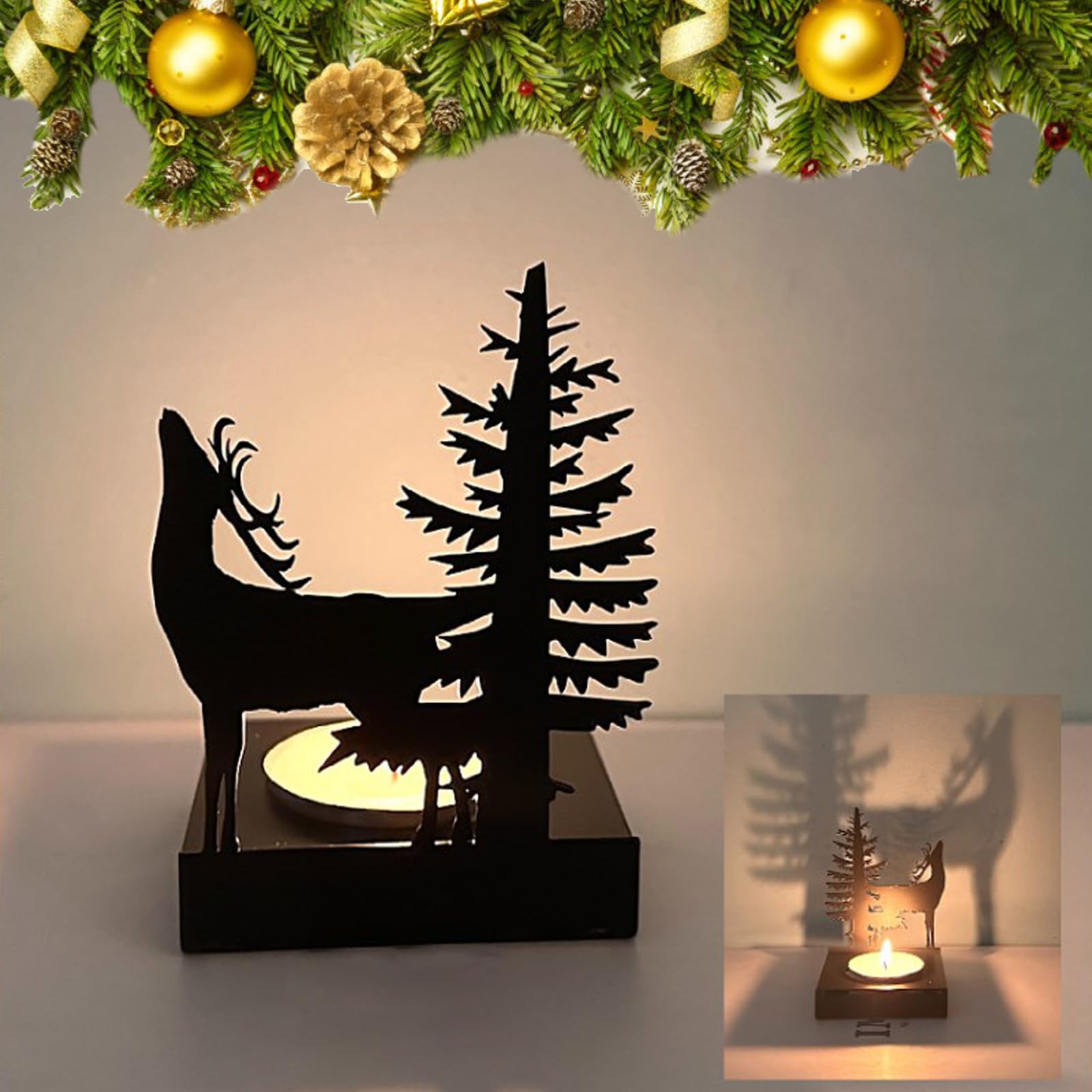 Portavelas De Navidad De Metal Vintage Candelabro Decorativos De Velas De Navidad Mantel Portavelas De Metal Vintage Navidad Acción De Gracias Candelabro Negro De Navidad para Decoración del Hogar