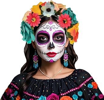 Mexican Flower Headband Halloween Cinco De Mayo Party Costume Day of The Dead Headpiece