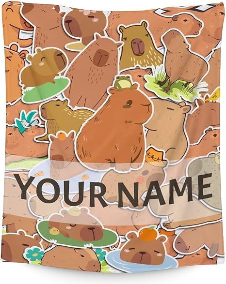 Personalized Blanket Gifts with Name - 30"x40" Cute Throw for Kids, Girls - Brown Soft Fuzzy Blankets for Couch & Office