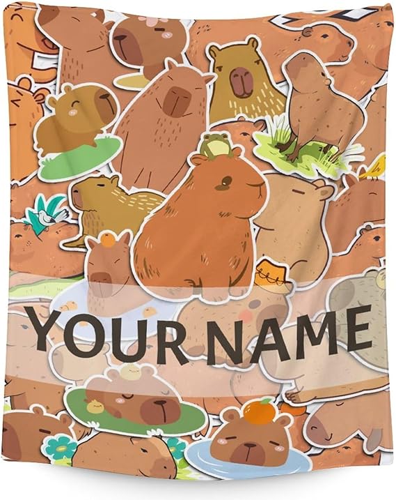 Personalized Blanket Gifts with Name - 30"x40" Cute Throw for Kids, Girls - Brown Soft Fuzzy Blankets for Couch & Office