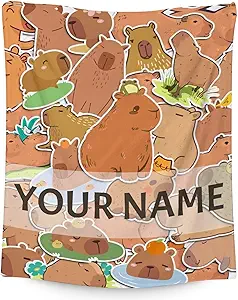 Personalized Blanket Gifts with Name - 30"x40" Cute Throw for Kids, Girls - Brown Soft Fuzzy Blankets for Couch & Office