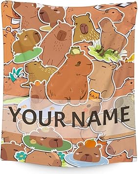 Personalized Blanket Gifts with Name - 30"x40" Cute Throw for Kids, Girls - Brown Soft Fuzzy Blankets for Couch & Office