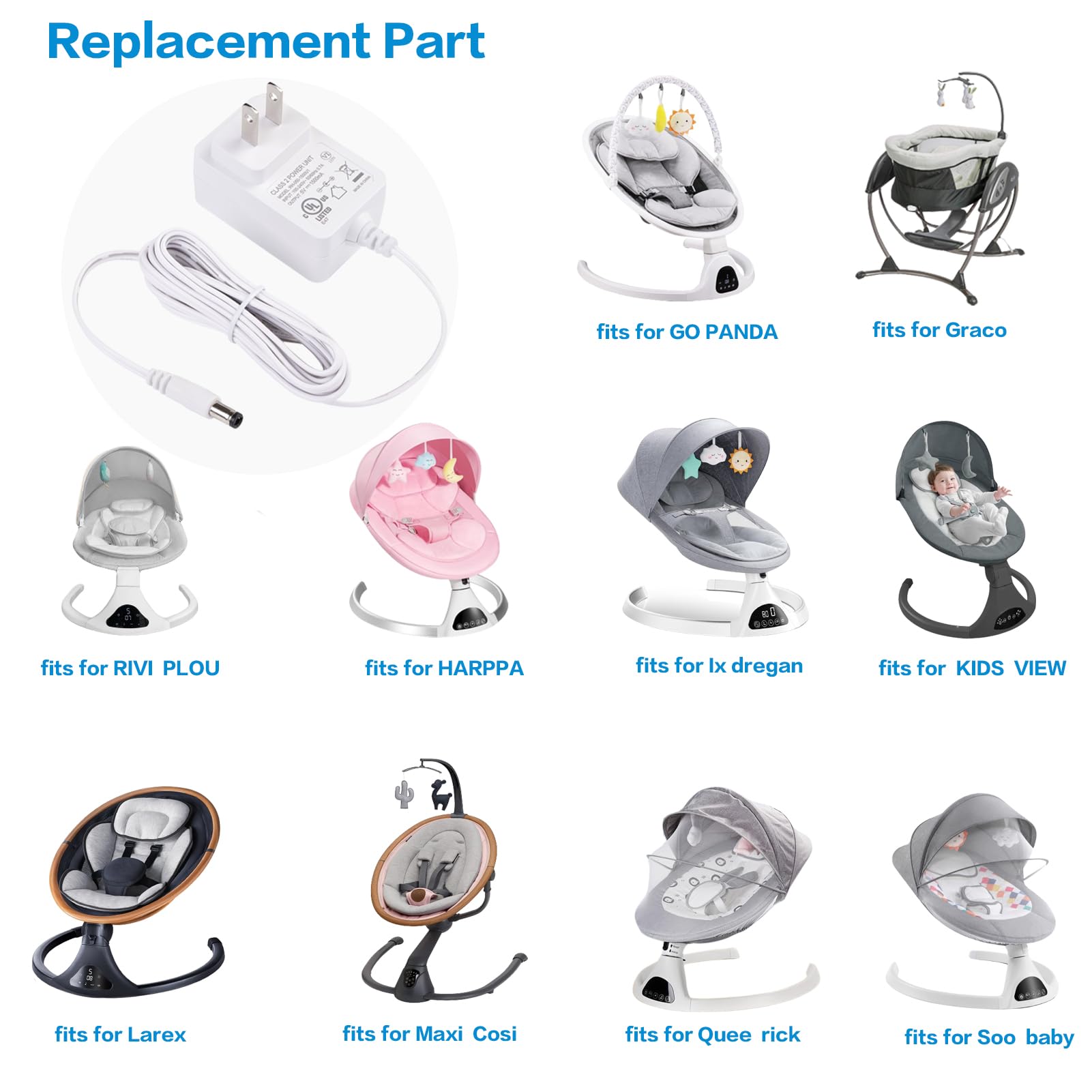 CSDWELL 6V Cord for Baby Swing Compatible with Maxi Cosi,Fisher Price,Ingenuity,Queerick,Harppa,Gopanda,Larex,Kidsview,Riviplou,Daming,Yhpoylp,Soobaby,Ixdregan,Bolilong,Dream On Me Swing Charger : Toys & Games