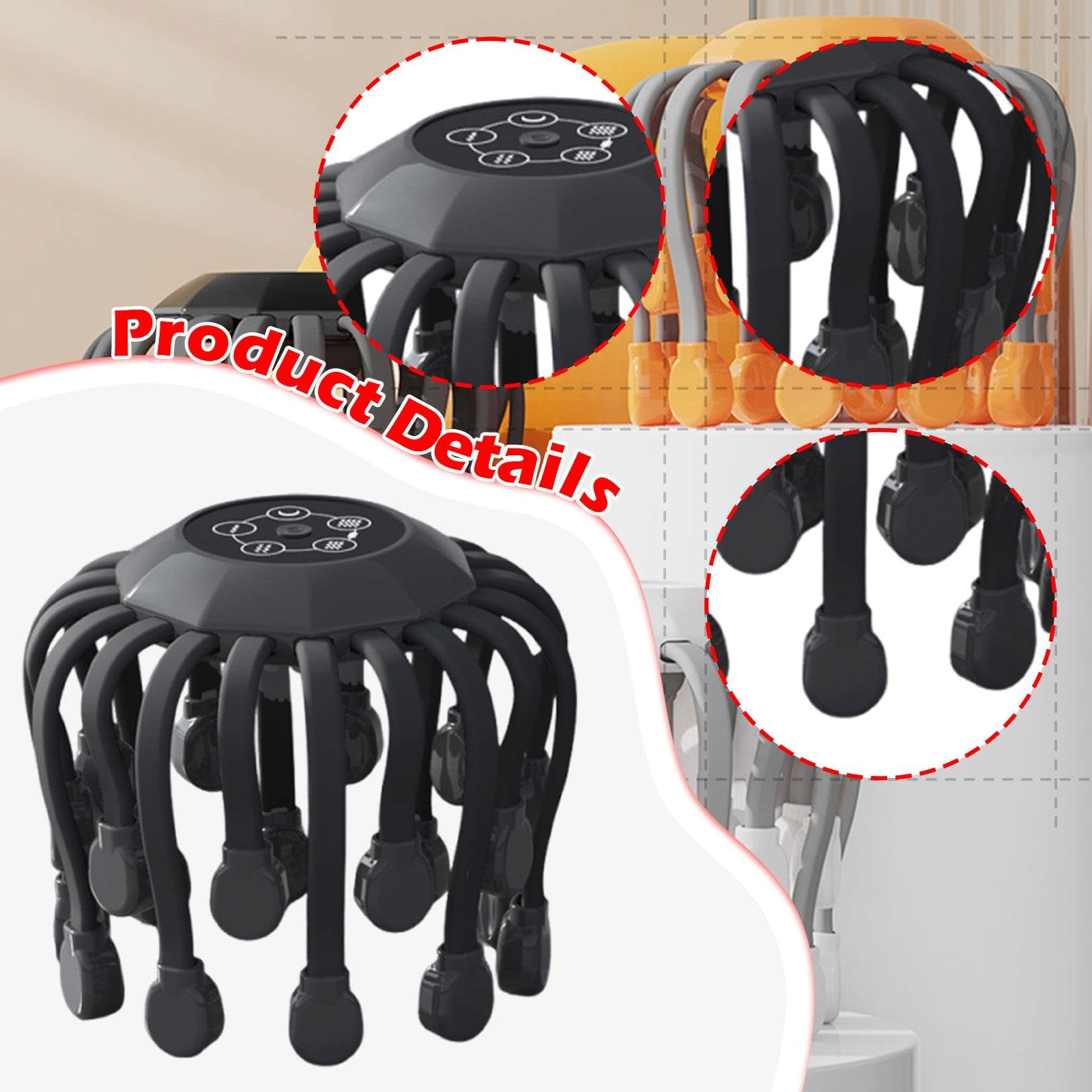 Masajeador Eléctrico Cabezales de Masaje, Diseño de PP, Niveles de Intensidad, Portátil, Relajante, Apto para Hombres Y Mujeres, Ideal Par, Negro