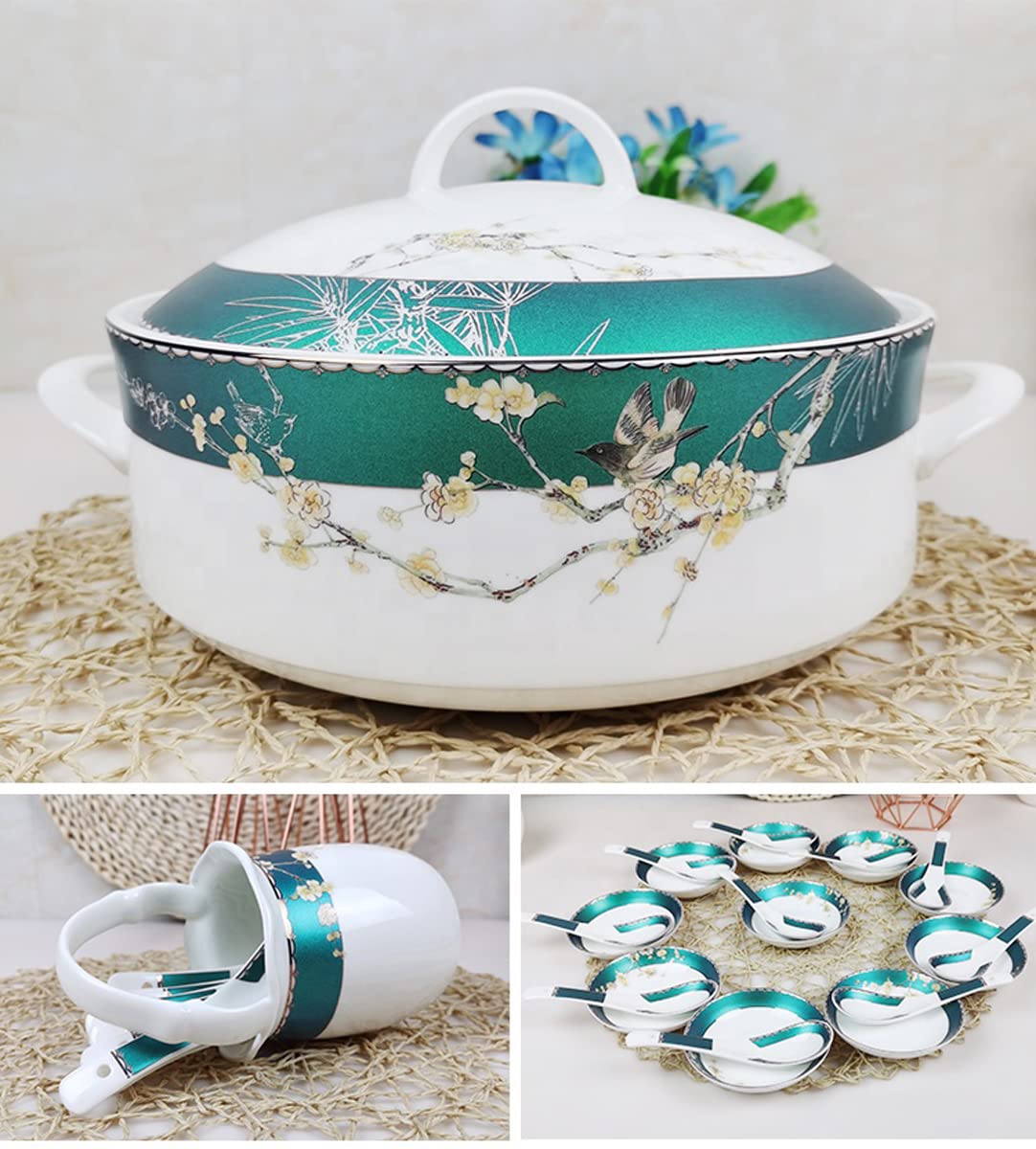 52-Częściowy Zestaw Obiadowy Dla 10 Osób, Zestaw Obiadowy, Talerze Kuchenne, Dekoracja Stołu Na Boże Narodzenie, Ceramiczny Zestaw Obiadowy