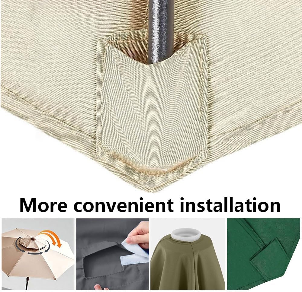 Toile De Rechange pour Parasol Déporté 3 M X 4 M - Protection UV, Housse Rectangulaire pour Parasol De Terrasse, Jardin Et Marché - Protection Solaire Extérieure Résistante Khaki 3x4m(9.8x13ft)