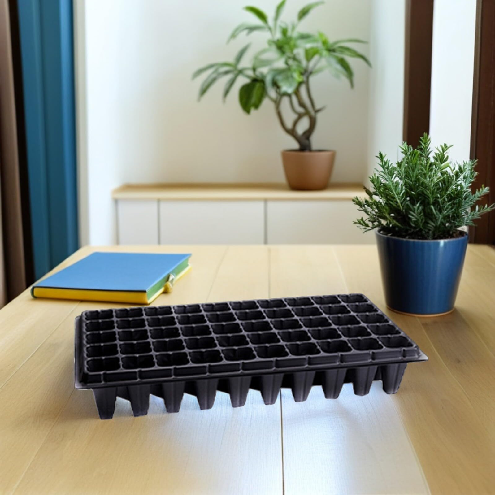 Plateau de Démarrage pour Jardin 10 Pièces 50 Cellules en Plastique Noir