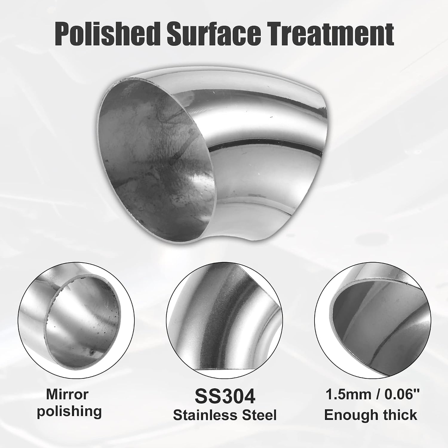 4 Pcs SS304 Stainless Steel Bend Tube Exhaust Elbow Pipe, for Car Exhaust Elbow Modified, Stair Handrail Bend ﻿(3.5")