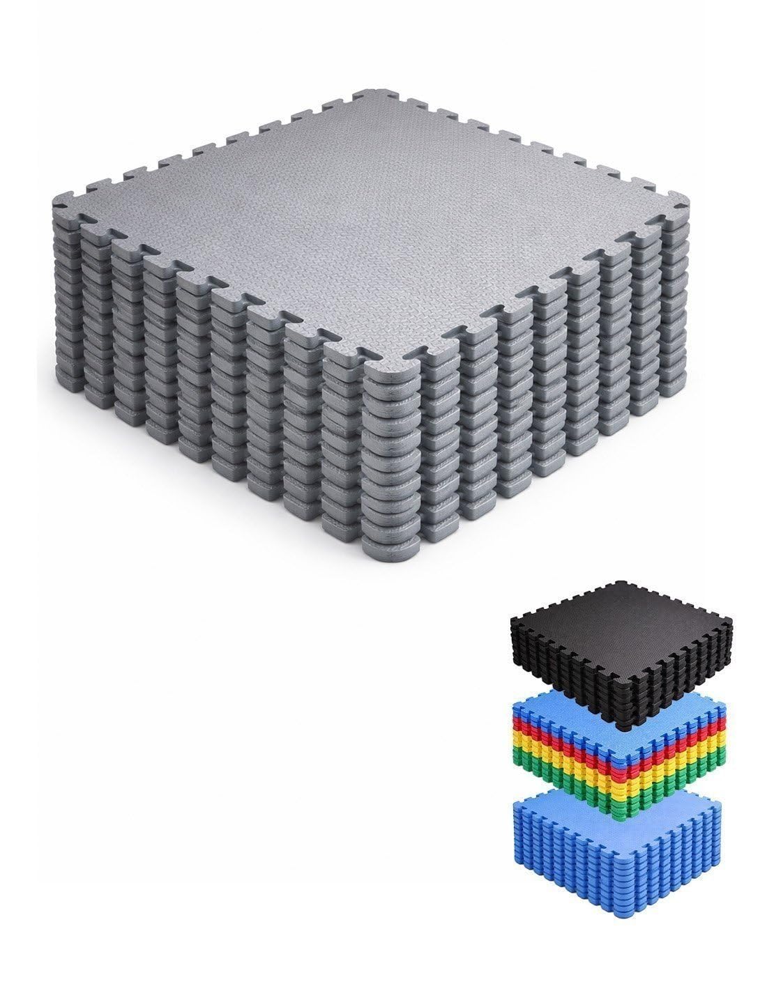 JARDIN202 - Esterilla Puzzle para Suelos de Gimnasio y Fitness | Protección de Goma 60x60 cm | Colchoneta Antideslizante