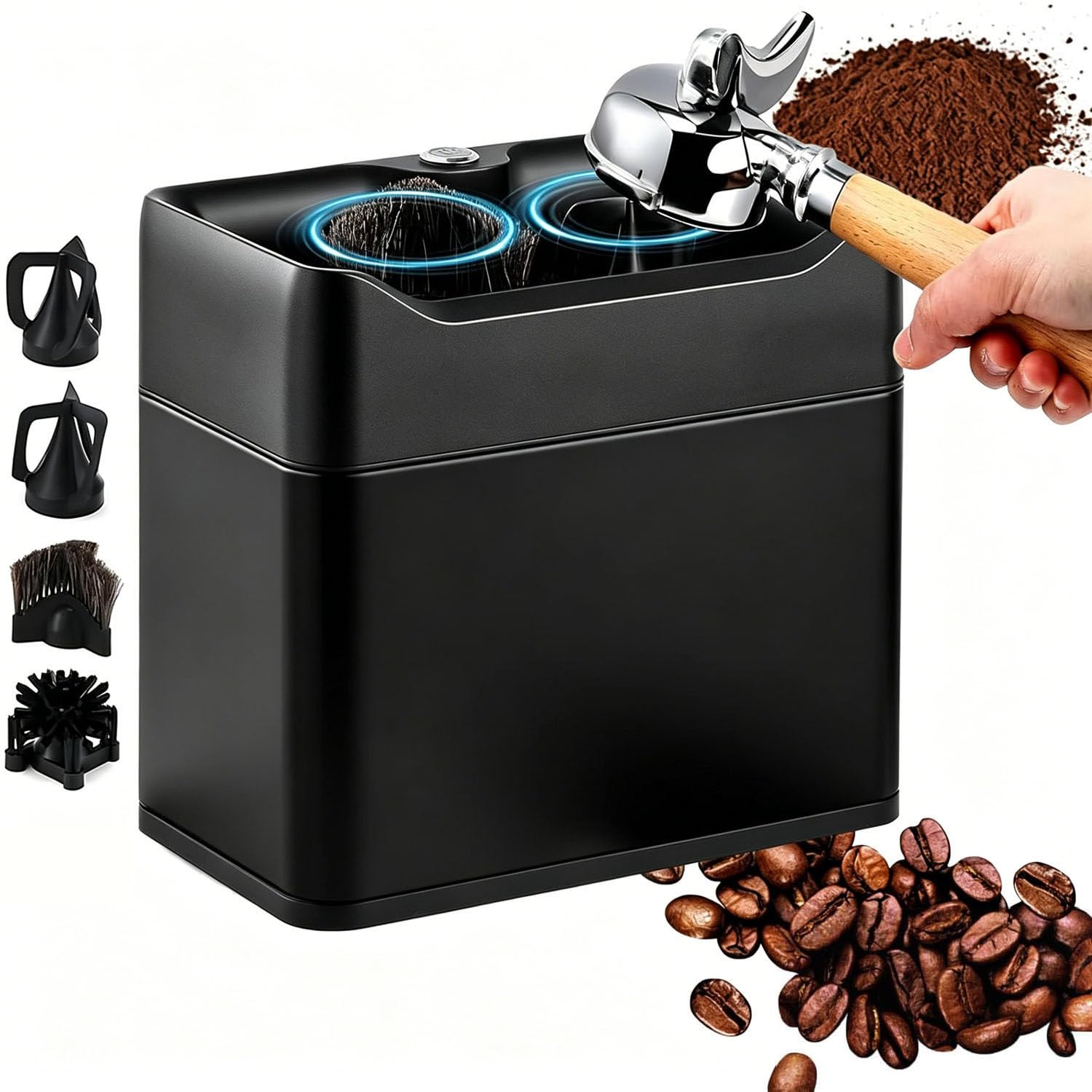 Automatic Espresso Portafilter Cleaner for 58mm Single & Double Cup Black