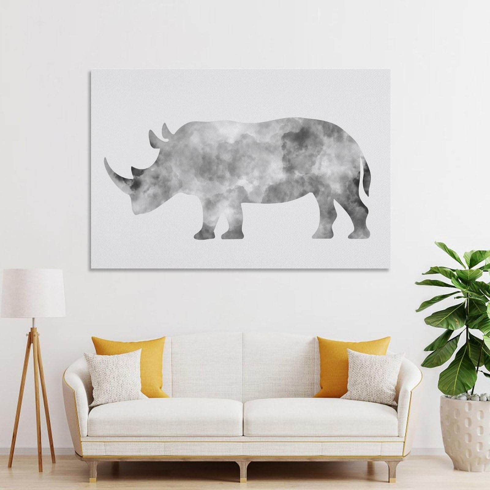Junmoney Wall Art Print The Rhinoceros, 24x36inch(60x90cm), for Bedroom Decor, Cosy Corners Or Studios, Decorative Wall Art for Cosy Rooms