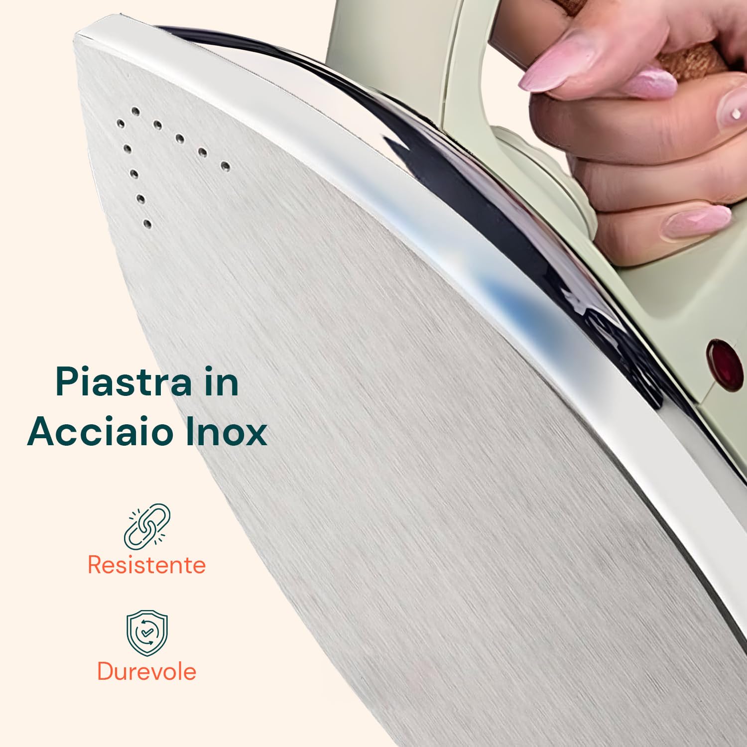 Avilia – Ferro da Stiro a Vapore con Caldaia 3.5 Bar 850 ml con Impugnatura in Sughero, Vapore Continuo e Verticale, Piastra Inox per Stiratura Professionale e Tessuti Delicati (Verde)