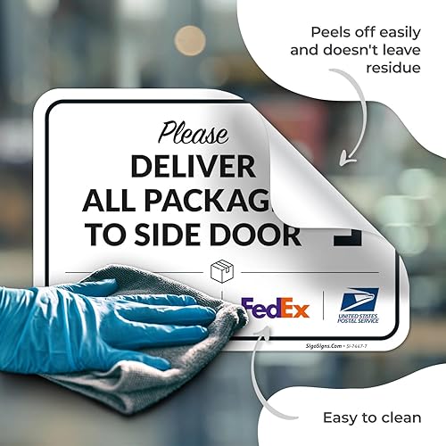 Vista 156 de Cartel de entrega del paquete, letrero de instrucciones de entrega, 10 x 7 pulgadas, aluminio 040 libre de óxido, resistente a la decoloración