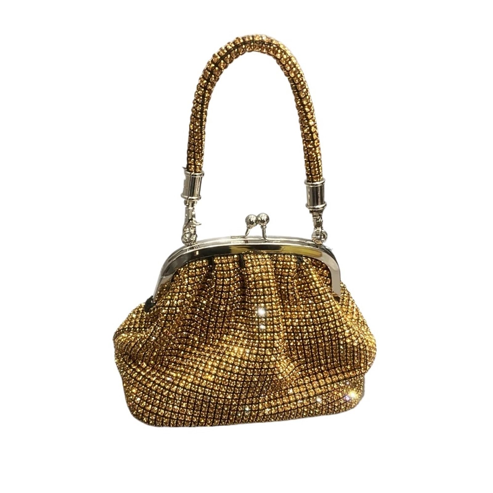 Borsetta Sera Con Nappina E Strass - Clutch Elegante Con Catena Per Feste E Matrimoni - Foto 2