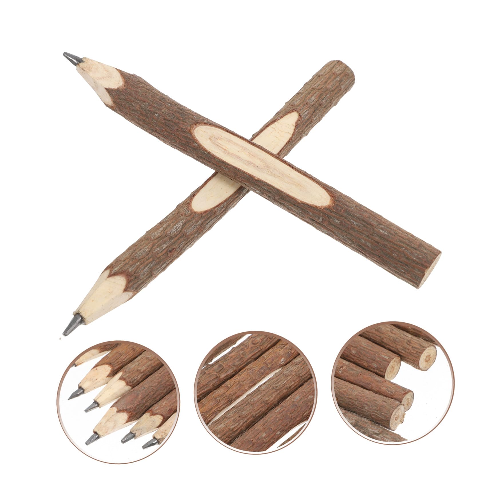 75 Piezas Lápices de Madera Natural con Corteza Lápices Ecológicos de Rama para Escribir y Dibujar Suministros Escolares para Niñas Material Escolar Creativo para Clase y Fiesta