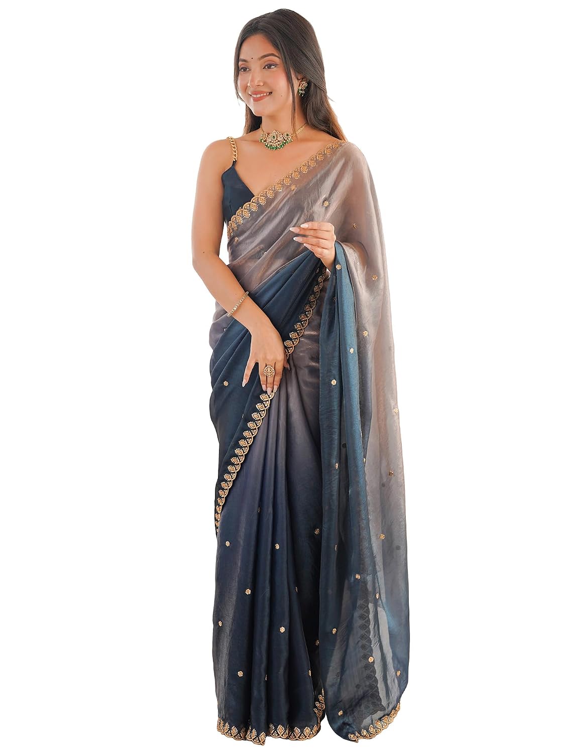 AKHILAM Women's Shimmer Paper Silk Embroidered Saree With Unstitched Blouse Piece (AARYAN14309_KR_Parent) - Review, Price and Buying Guide