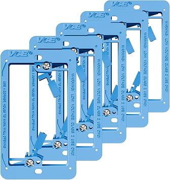 VCE Low Voltage Mounting Bracket Single Gang Wall Plate, Flush Low Voltage Box for Network, HDMI, Coaxial, Speaker, Telephone Cables, Blue, 5 Pack
