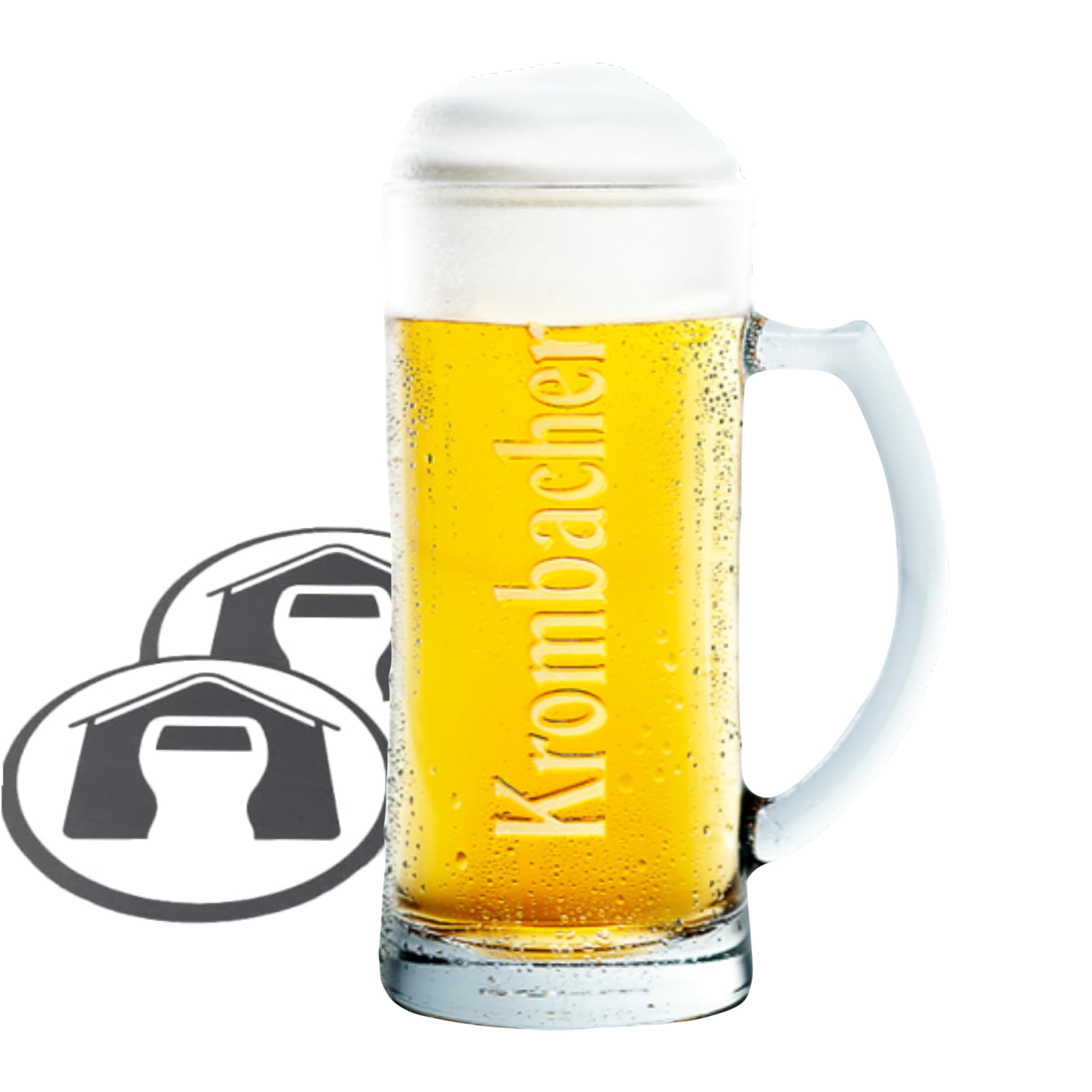 GarageBar | Krombacher Beer Glass | Pint/50cl Tankard Beer Glass | Official Merchandise | Comes with 2X Beer Drip Mats | 1 Glass