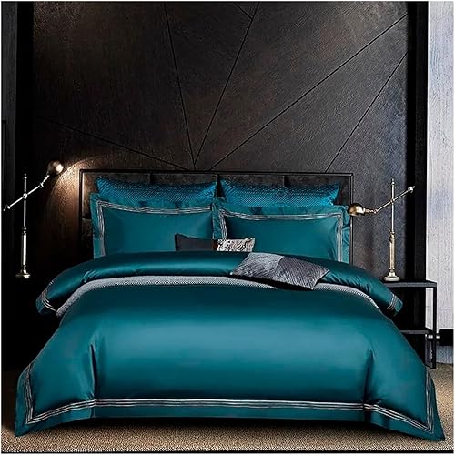 Zixmix Juego de ropa de cama de algodón egipcio de 1000 hilos, 46 piezas, tamaño doble, queen, king, bordado, funda de edredón, sábana, funda de