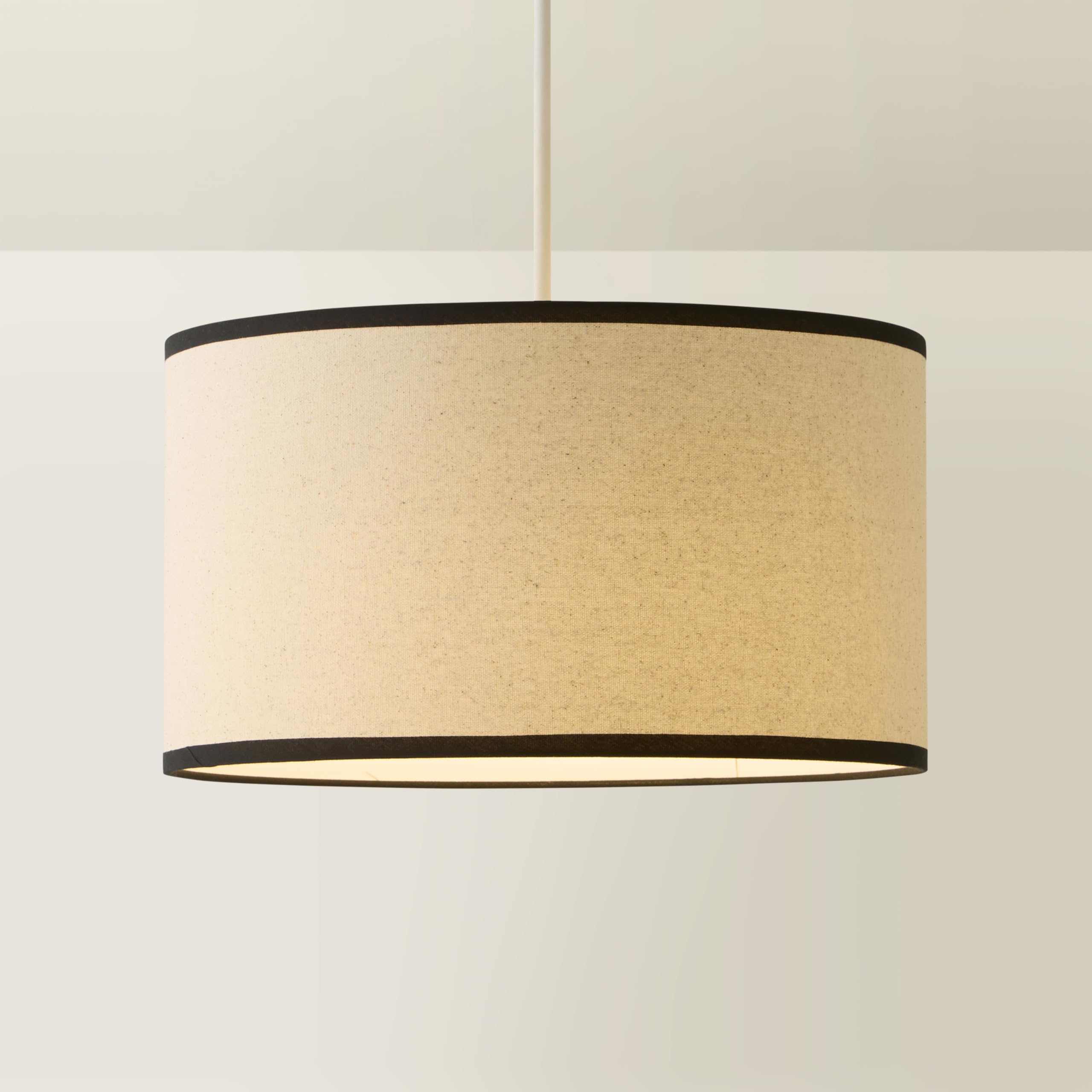 ValueLights | Eva Natural Linen Fabric with Black Trim Drum Light Shade (D) 35cm | Shades, Home DΓ©cor & Improvement Essential