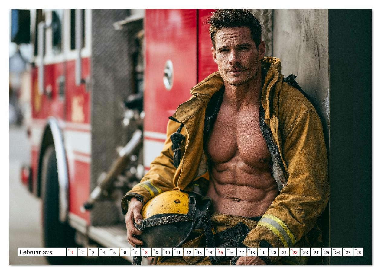 Feuerwehrmänner - Sexy Körper und heiße Flammen (Wandkalender 2026 DIN A3 quer), CALVENDO Monatskalender: Erotischer Männerkalender: Nackt, muskulös ... in Uniform und Einsatz (CALVENDO Erotik)