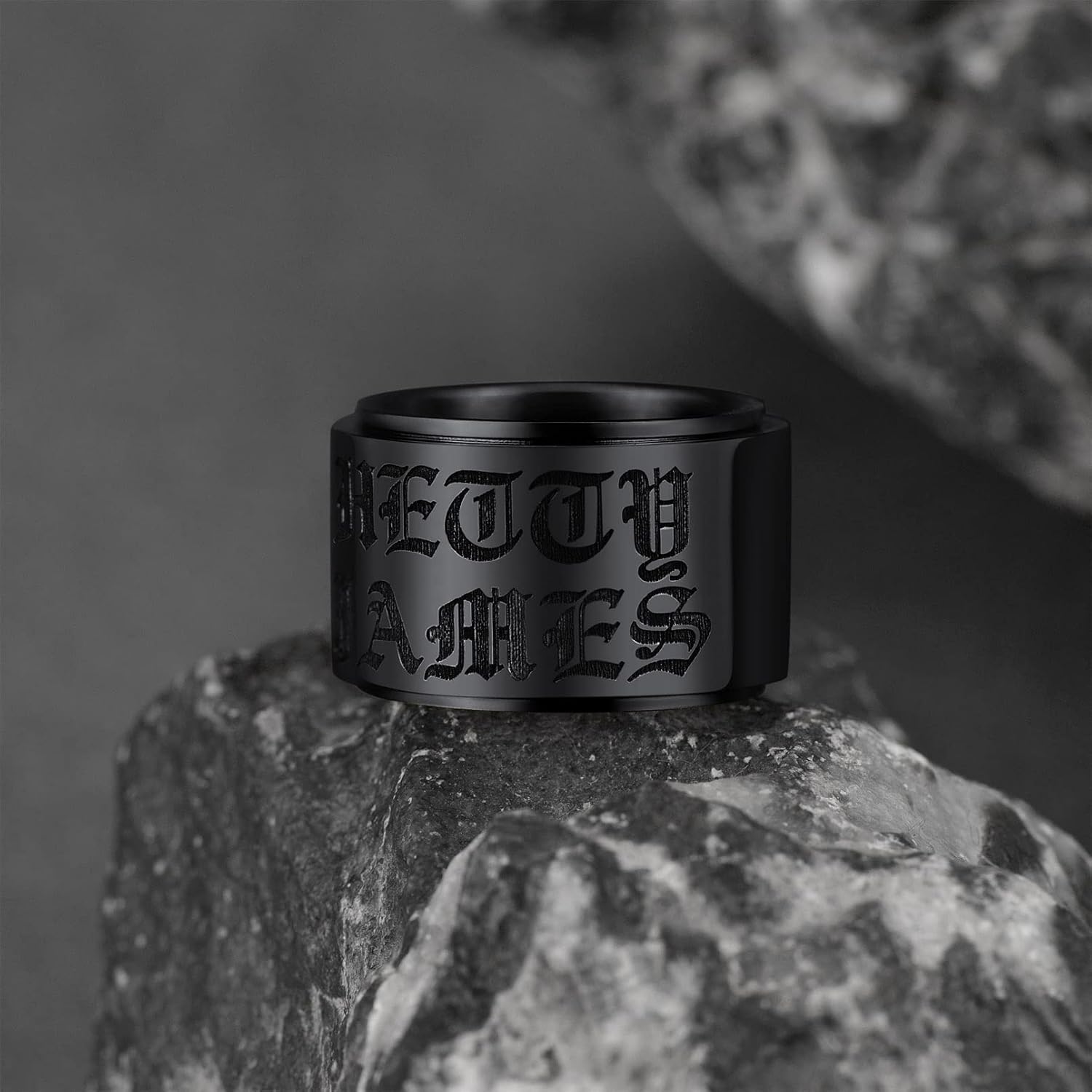 FaithHeart Personalized Custom Name Fidget Ring for Men Women, 9MM/15MM Stainless Steel Customized Spinner Band with Delicate Packaging