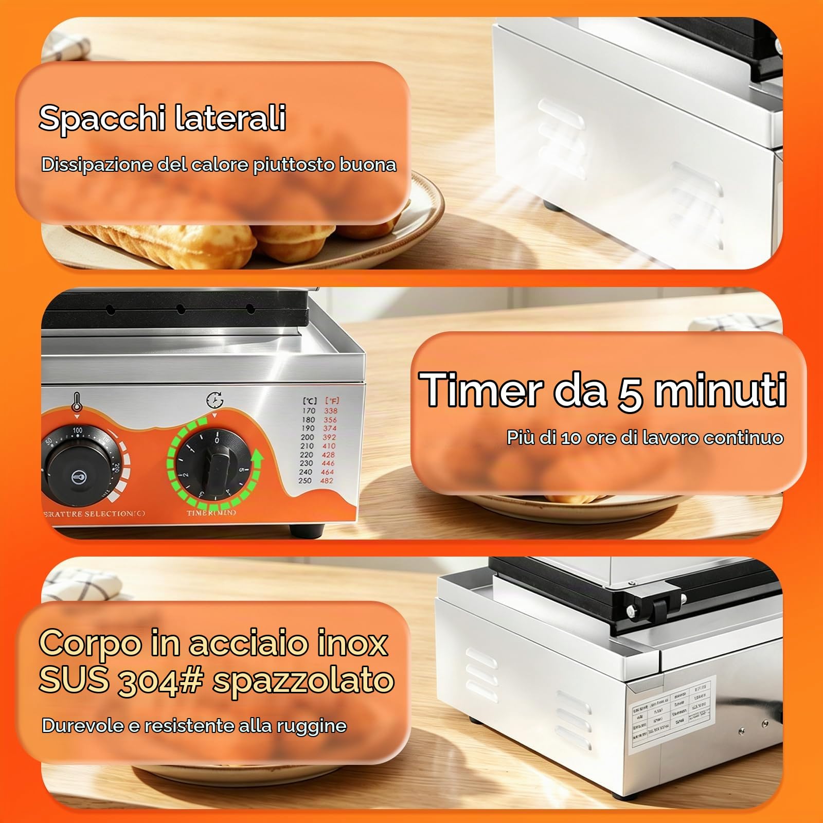 Moongiantgo Máquina para Corn Dog in Acero Inoxidable-6 Pezzi 1550W