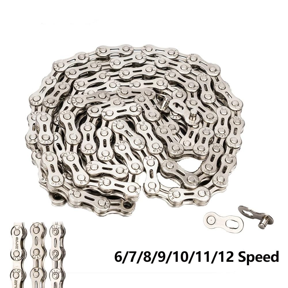 Fahrradkette Fahrrad-Silberkette, 7-Fach, 8-Fach, 9-Fach, 10-Fach, 11-Fach, 12-Fach, langlebige Single-Speed-Kette mit fehlendem Verbindungsstück Fahrrad Kette(12s Silver)