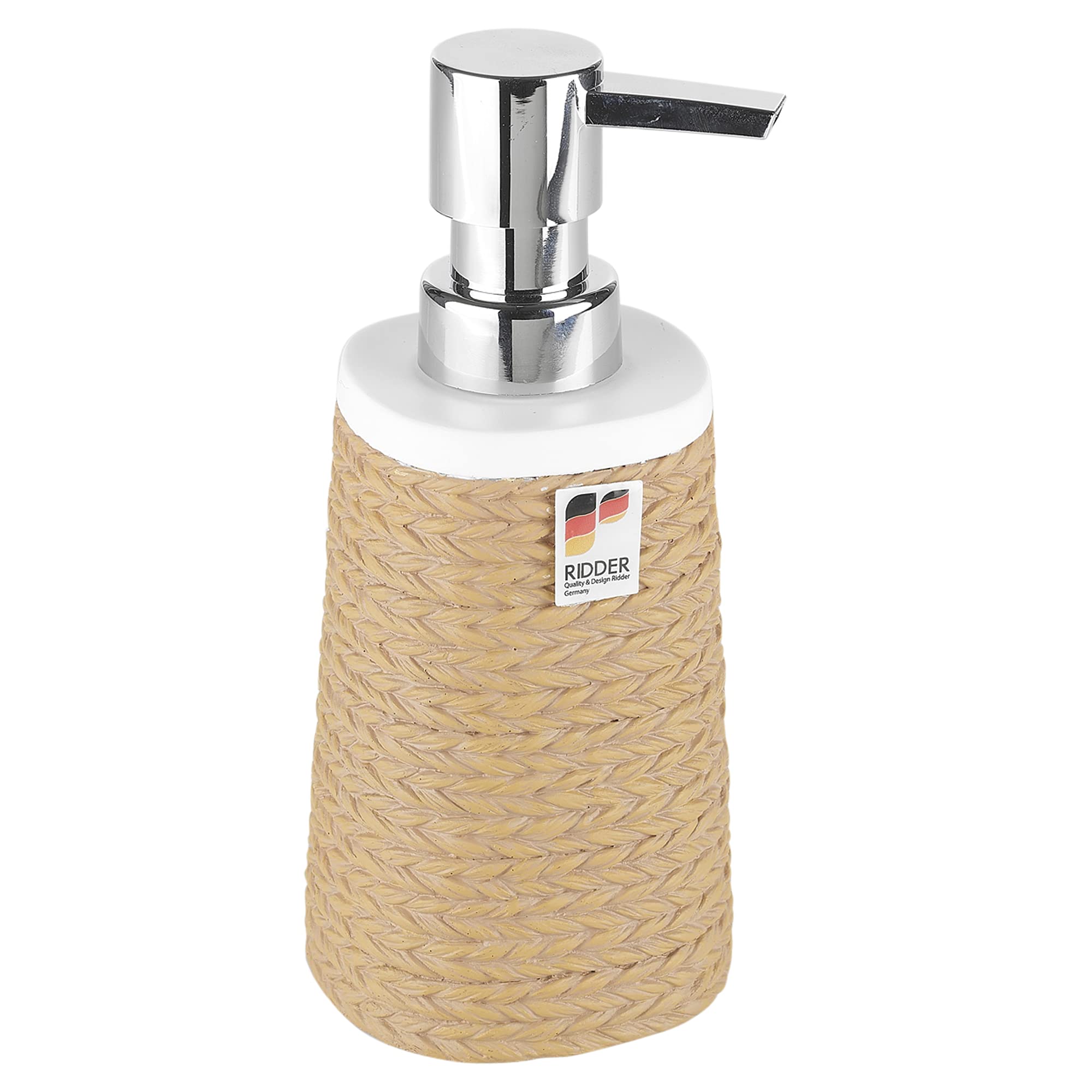 Urbnliving Brown 4Pc Rope Wrap Ceramic Bathroom Accessory Dispenser Toilet Brush Set (Soap Dispenser)