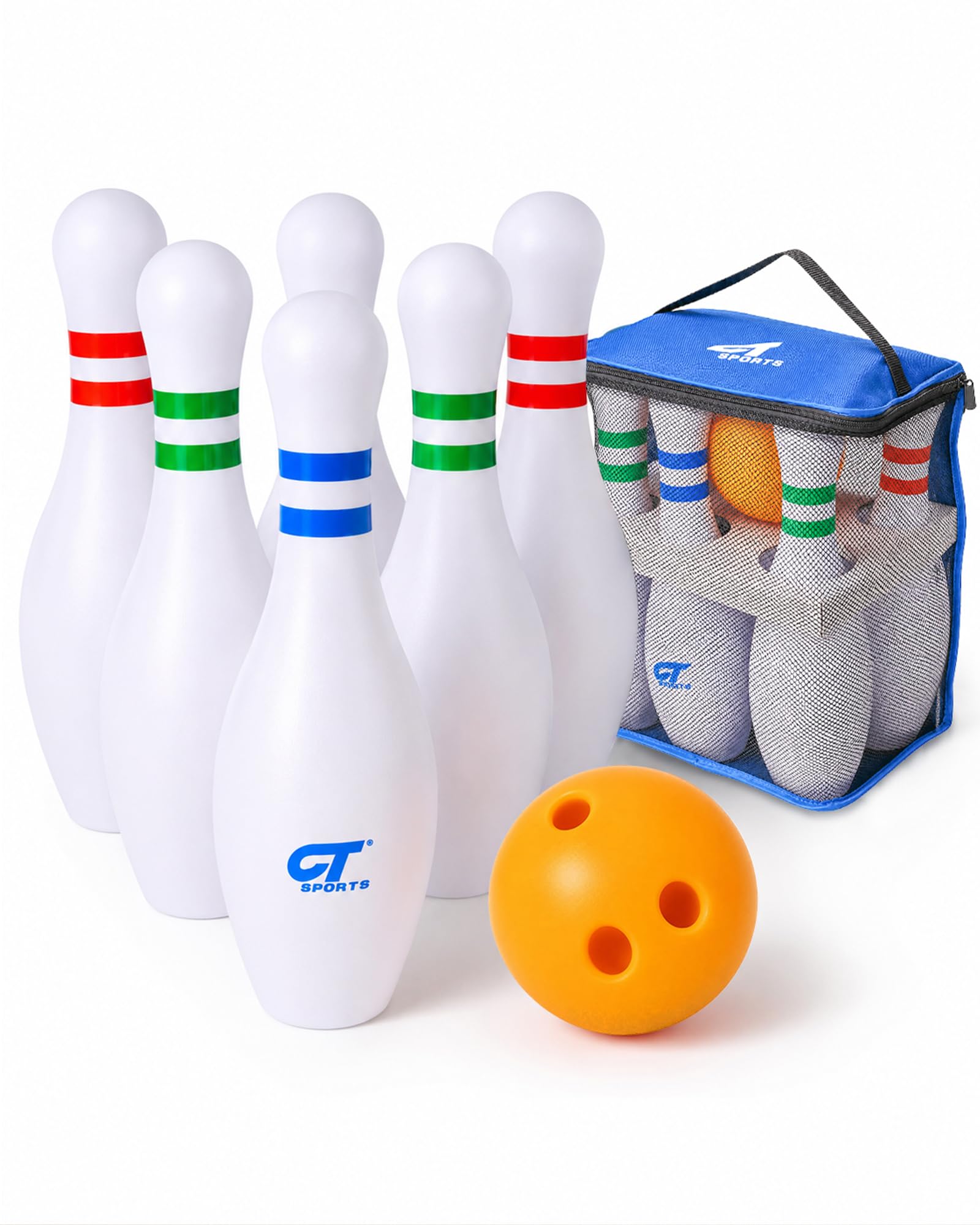 CT SPORTS Giant Bowling Set for Adults – 6 Jumbo Skittles Pins, Ball & Carry Bag – Outdoor & Indoor Lawn Game – Party Game for Garden, BBQ, Team Building & Events
