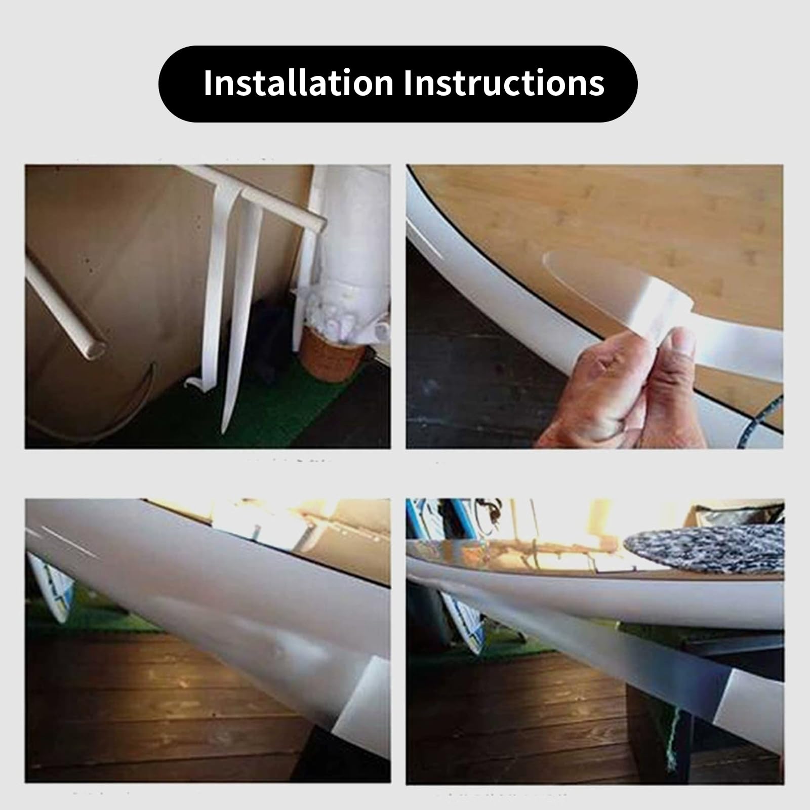 BORDSTRACT 2 PCS PVC Paddle Board Rail Tape 3.5" x81.9" Stand Up Paddle Board Rail Savers Surfboard Edge Protection Tape Transparent Honey Comb Design