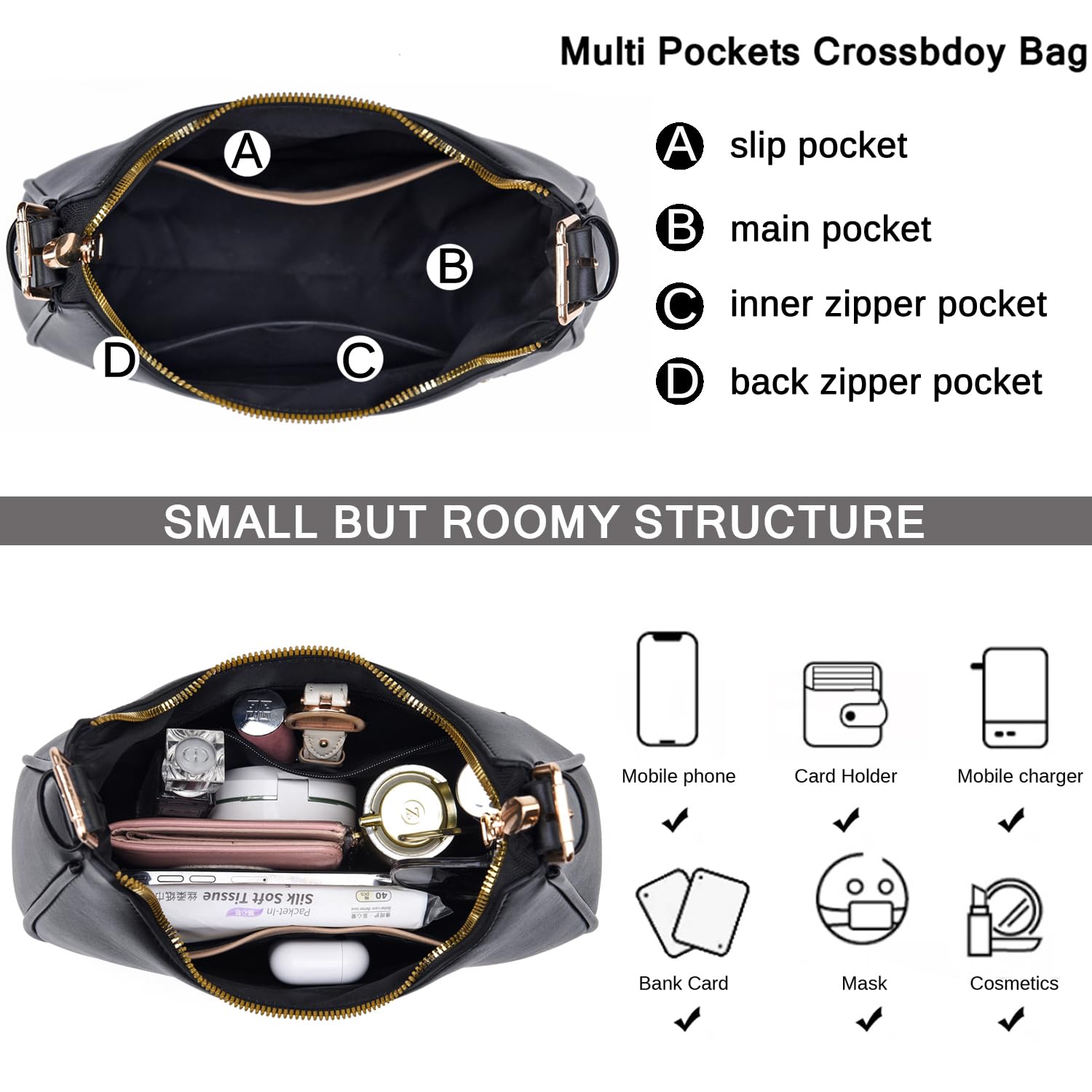 Small Tote Shoulder Bags Purses for Women Retro Classic Crossbody Bags Cute Clutch Purse and Handbag