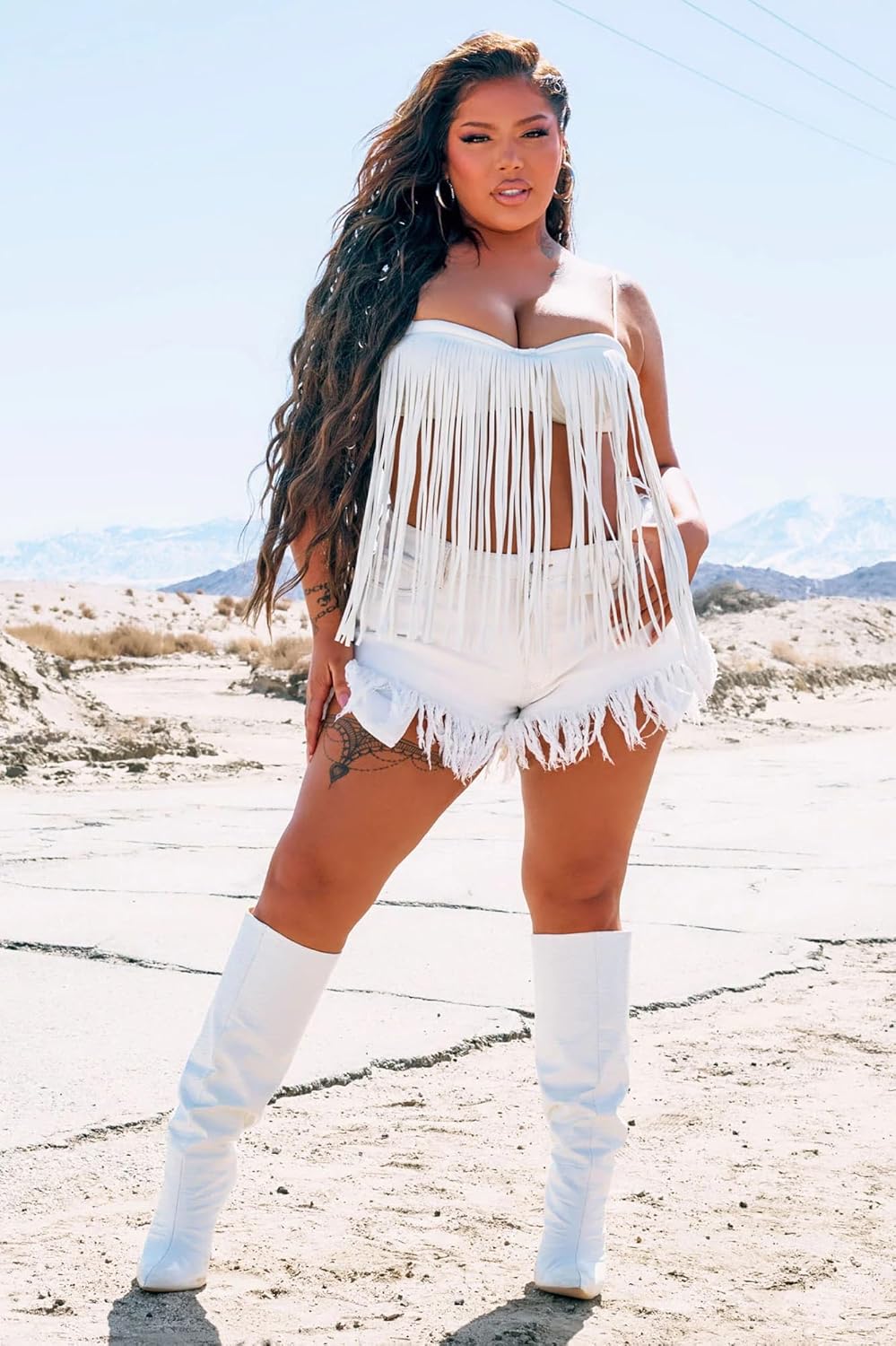 GOBLES Women's Summer Casual Mid Waist Ripped Raw Hem Stretchy Denim Shorts with Pockets - Image 4