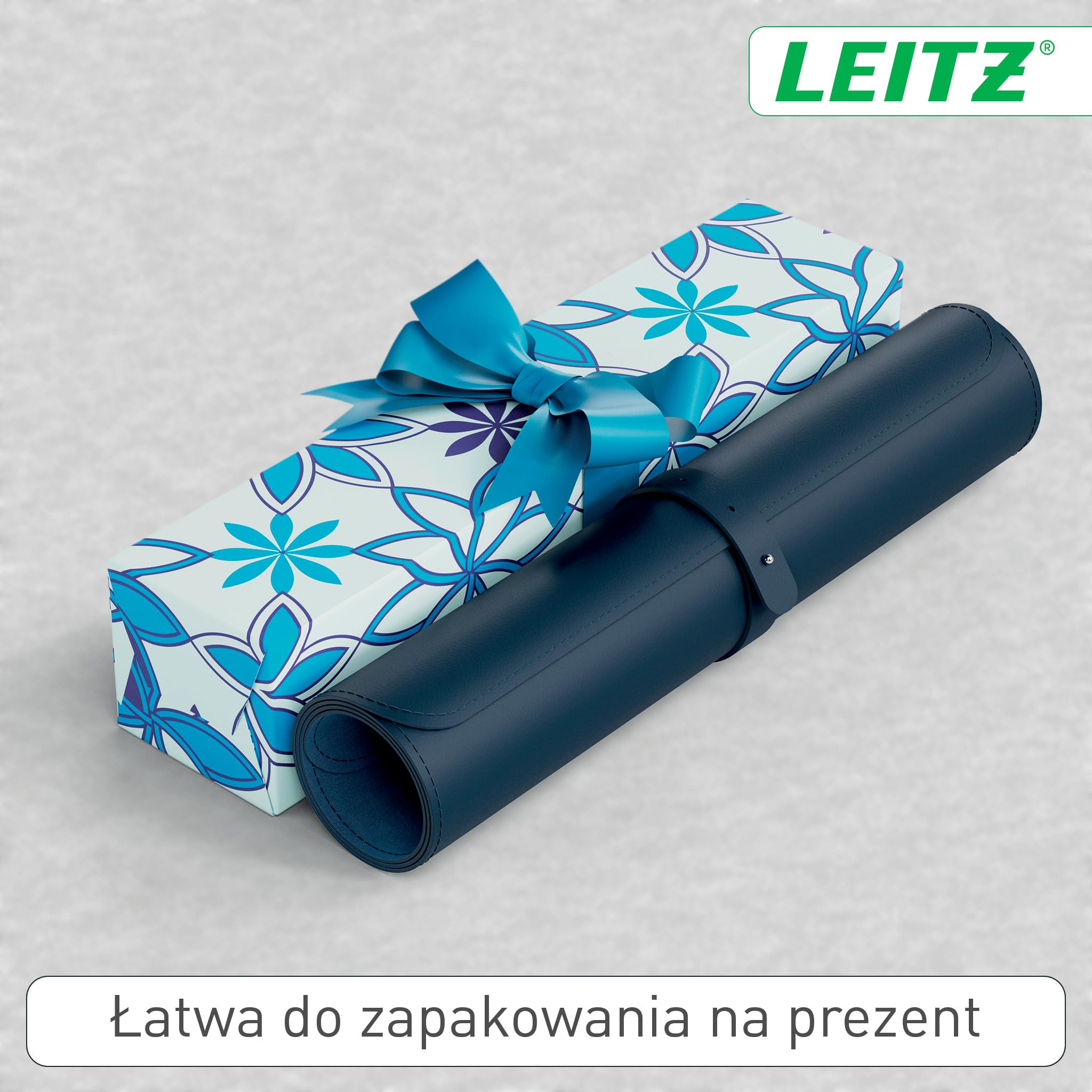 Duża mata Leitz na biurko – Łatwa do czyszczenia, wodoodporna mata ochronna pomaga utrzymać porządek na biurku, 80 x 40 cm, ciemnoniebieska